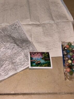 NEW Wisteria Boat Landscape DIY Paint by Numbers Kit with Acrylic Paints and
